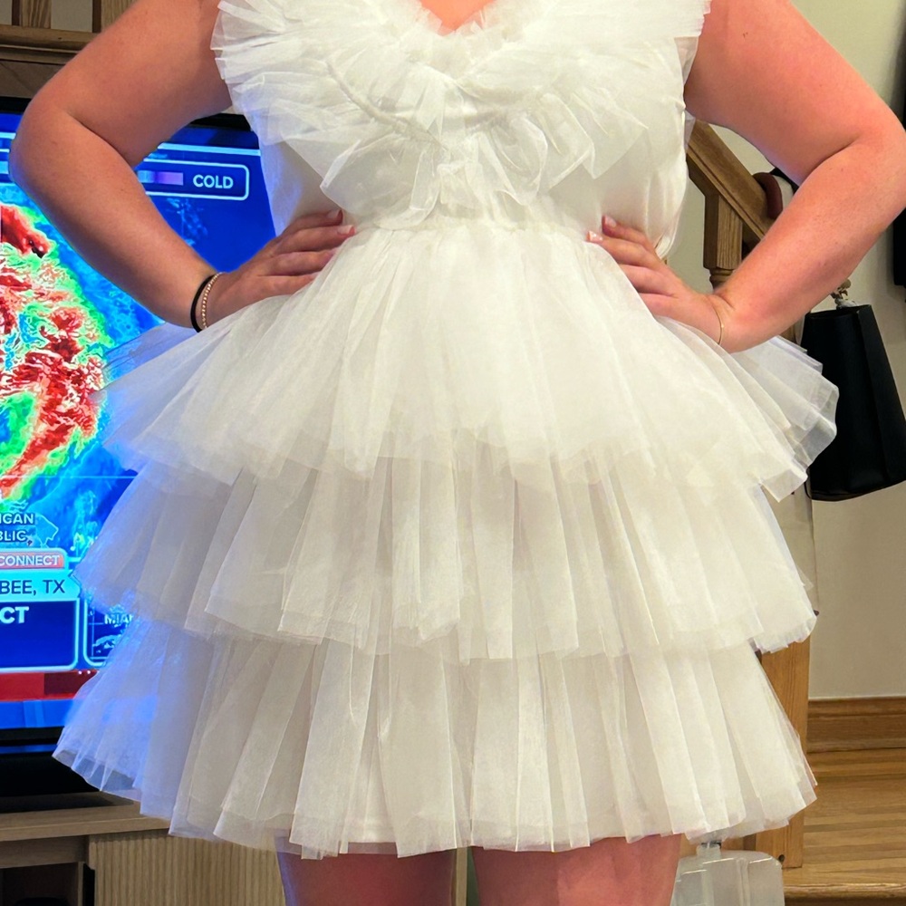 Selfie Leslie Ivory Layered Tulle Mini Dress